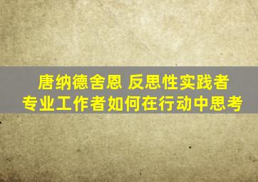 唐纳德舍恩 反思性实践者专业工作者如何在行动中思考